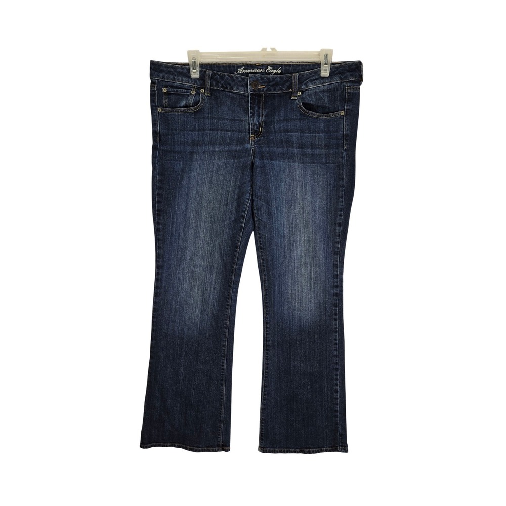 American Eagle Favorite Boyfriend Jeans Dark Wash Stretch Denim Womens 16 Long